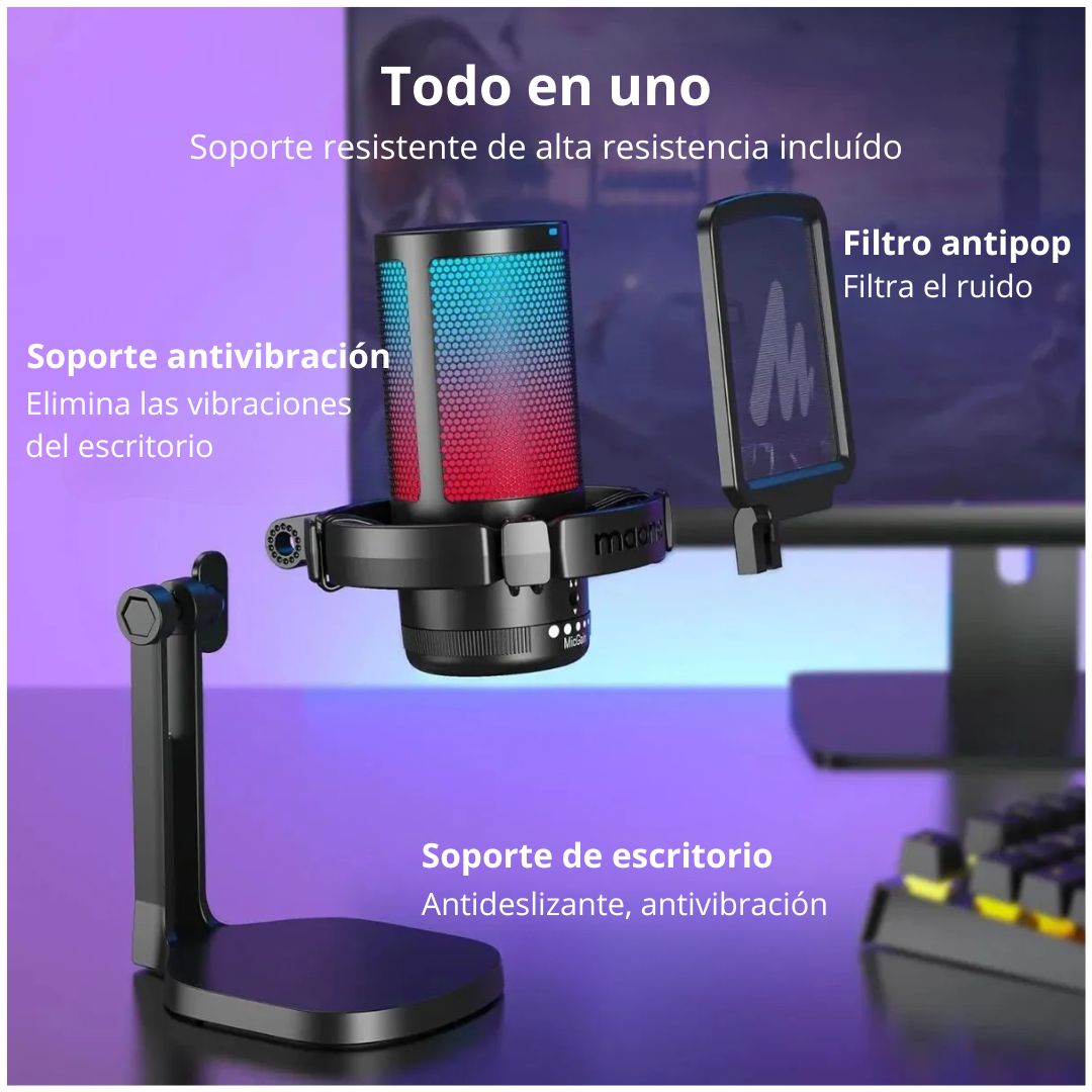 Micrófono Gamer Maono DGM20 USB-C RGB con Cancelación ENC