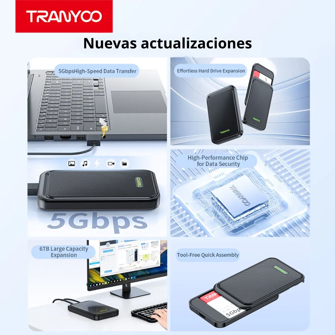 Carcasa para Disco Duro SATA 2.5" T-EP3 USB 3.0 de 5Gbps Compatible con HDD y SSD hasta 6TB