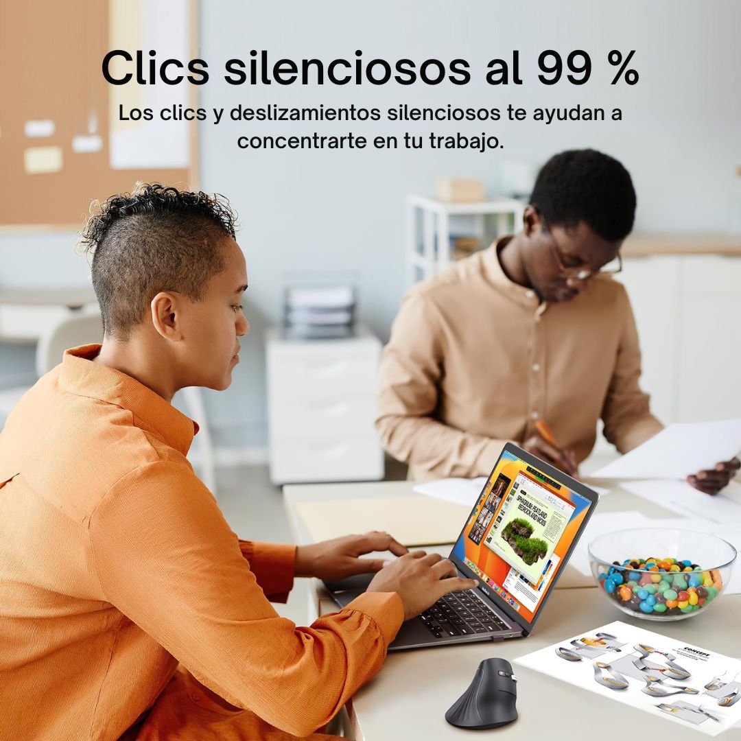 Mouse Vertical Ergonómico UGREEN MU008 Inalámbrico Bluetooth 4000 DPI Multi Dispositivo