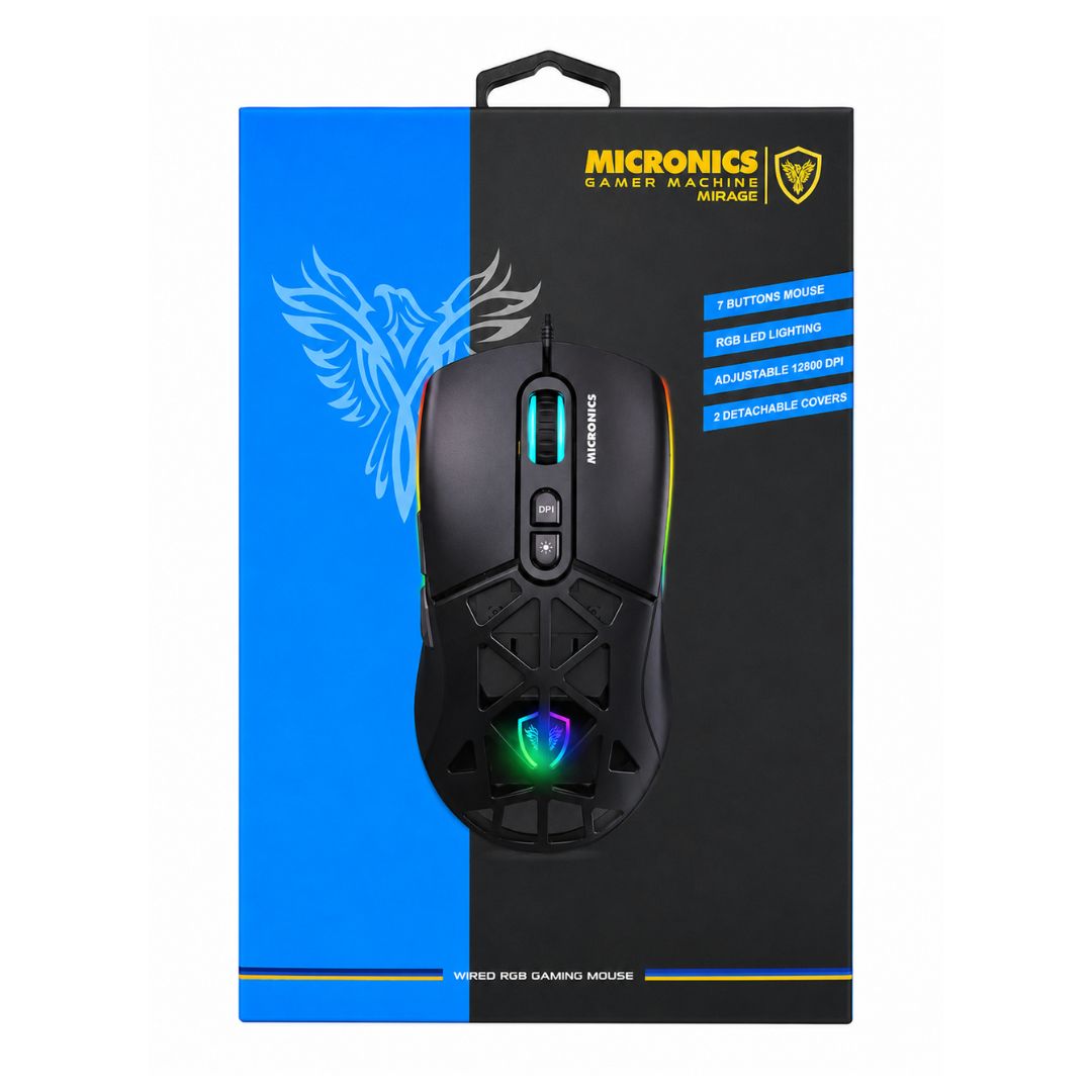 Mouse Gamer Cableado Micronics Mirage MIC GM890 RGB 12800 DPI 7 Botones