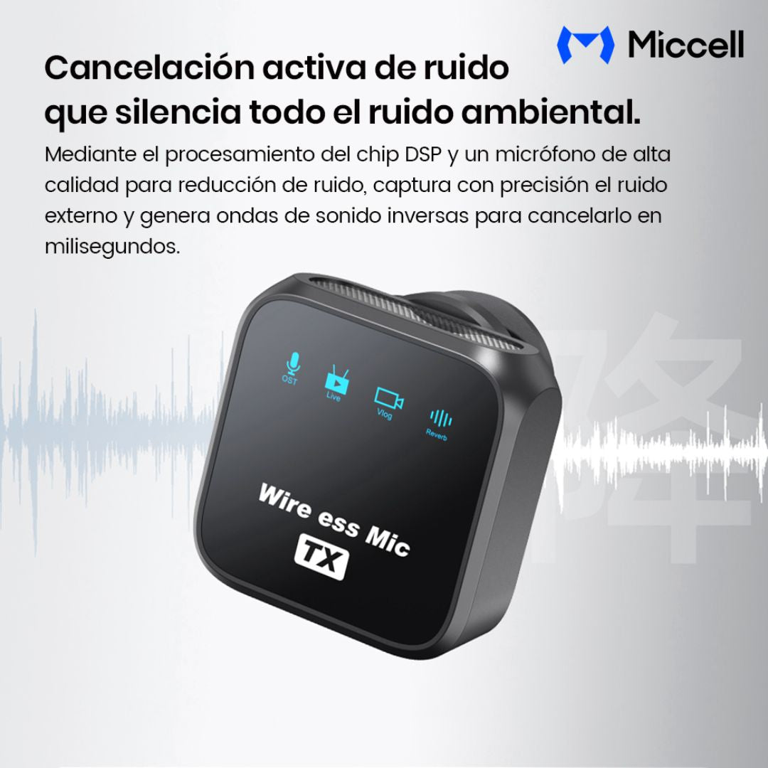 Micrófono Inalámbrico Lavalier para Celular Plug & Play Reducción de Ruido Miccell VQ-MC01
