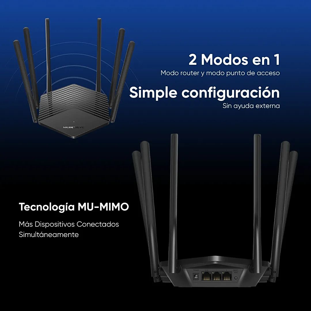 Router WiFi AC1900 Doble Banda Gigabit Mercusys MR50G 1900Mbps 6 Antenas