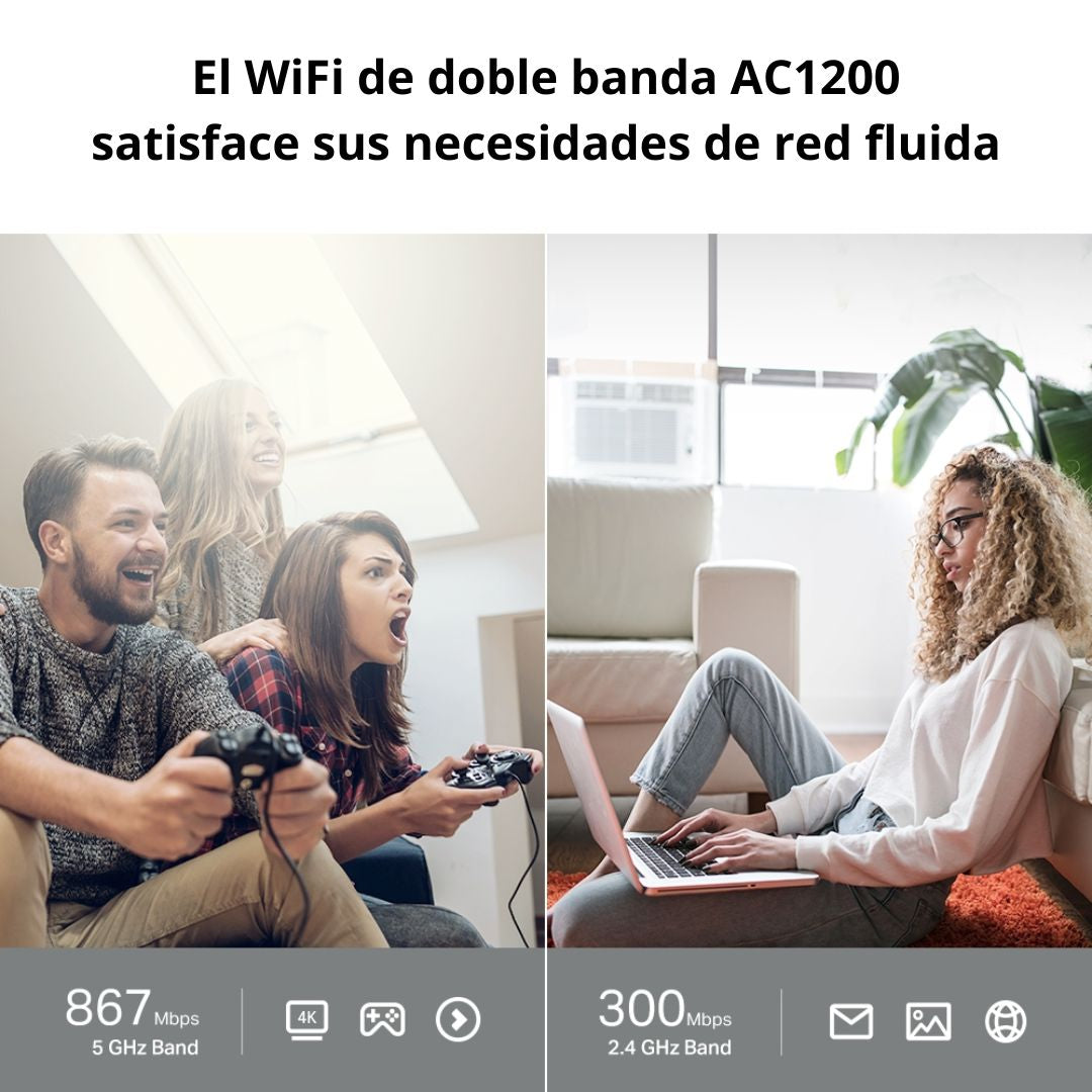 Router WiFi TP-Link Archer C64 AC1200 Doble Banda Gigabit MU-MIMO con 4 Antenas