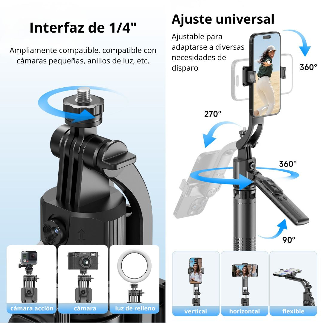 Trípode Inteligente con Seguimiento Facial 360° para Celular con Control Remoto Miccell VQ-MC03