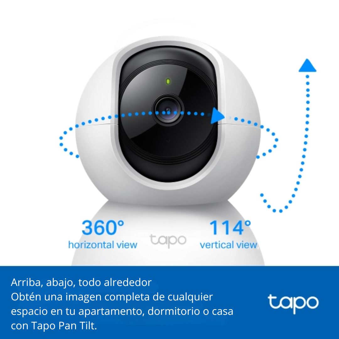 Cámara de Seguridad WiFi TP-Link Tapo C210 2K 3MP 360° con Visión Nocturna y Detección de Movimiento