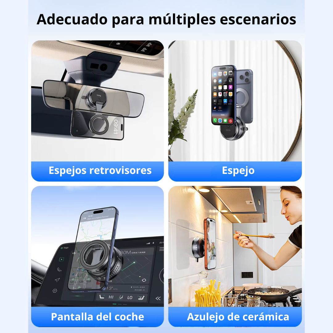 Soporte Magnético para Celular Hoco H92 con Ventosa de Succión y Rotación 360° para Auto
