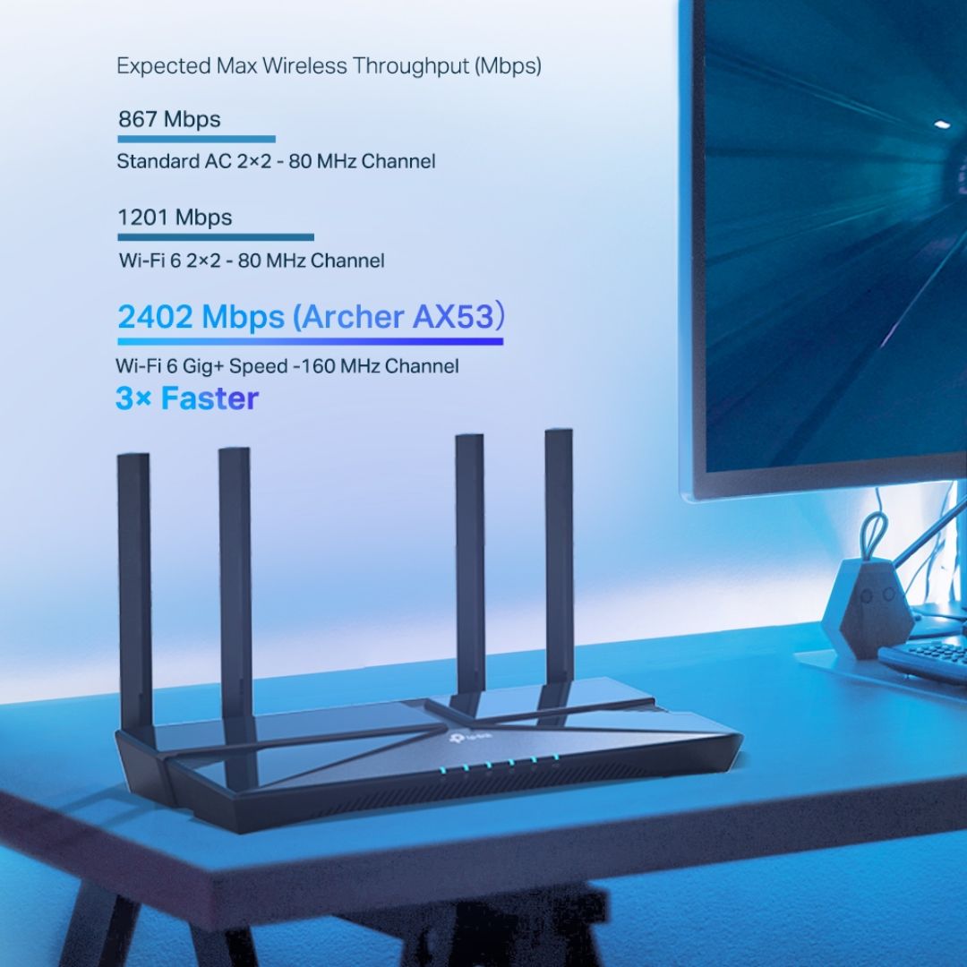 Router WiFi 6 TP-Link Archer AX53 AX3000 Gigabit Doble Banda con 4 Antenas