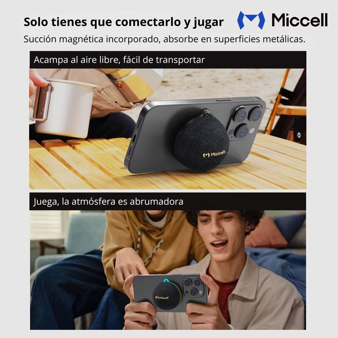 Mini Parlante Bluetooth Magnético 5W RGB Portátil Soporte para Celular Miccell SP58