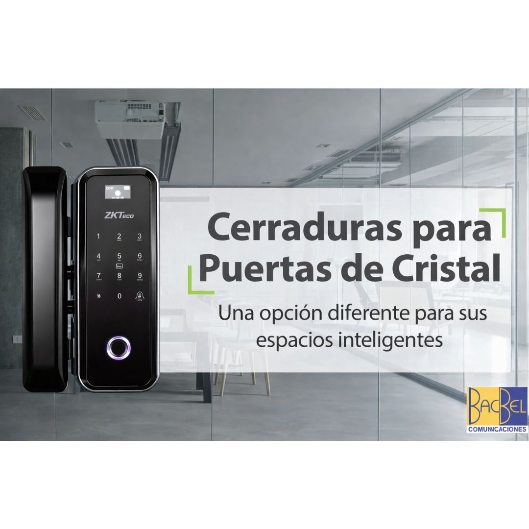 Cerradura Inteligente WiFi para Puerta de Vidrio ZKTeco GL300/L con Huella Tarjeta y Contraseña