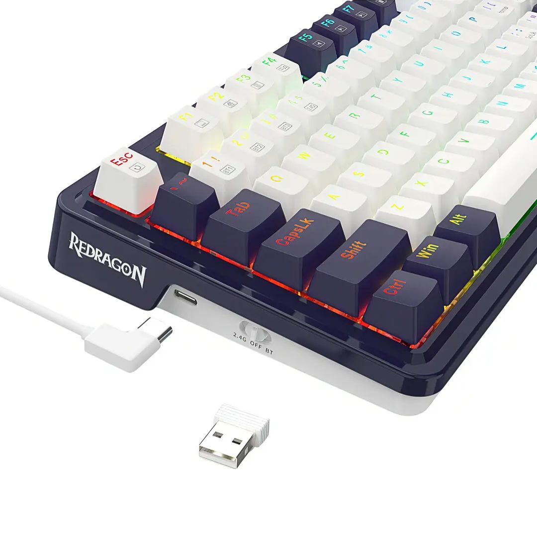 Teclado Mecánico Gamer Redragon Ucal Pro K673WB-RGB-PRO 75% Inalámbrico Bluetooth y Cable USB-C con Perilla
