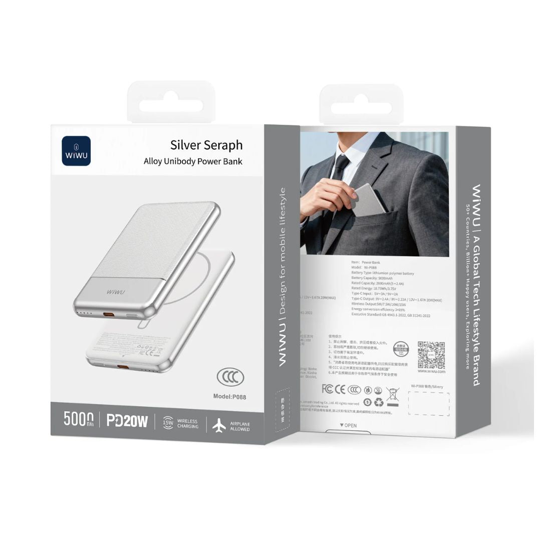 Power Bank Magnético WIWU Wi-P088 5000mAh 15W Slim PD 20W