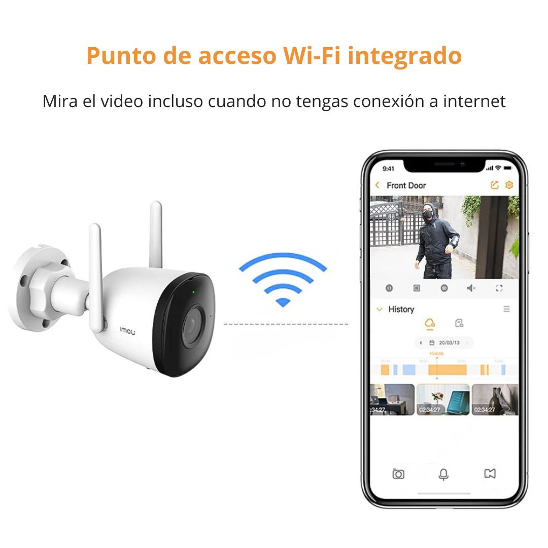 Cámara WiFi Exterior IMOU Bullet 3 3MP con WiFi 6, Visión Nocturna Color y Detección IA