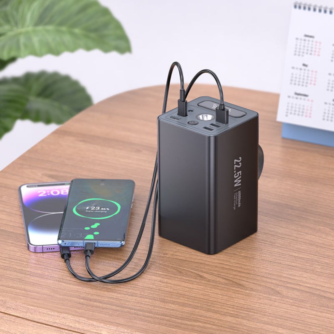 Power Bank Hoco J138 60000mAh 22.5W PD20W con Salida DC 12V y Luz LED