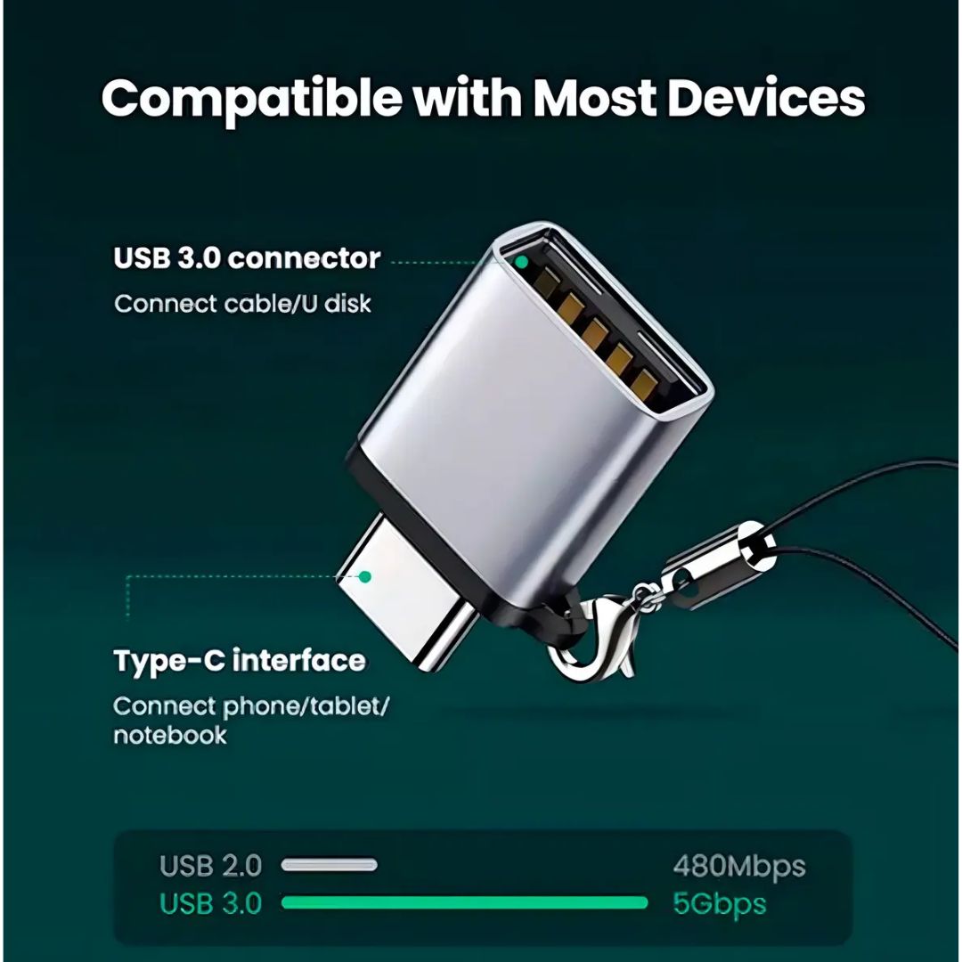 Adaptador USB-C a USB 3.0 UGREEN US270 OTG 5Gbps Gris Espacial