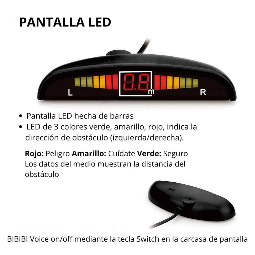 Sensor de Retroceso con Pantalla LED y Alarma Sonora Ultrasónica para Estacionamiento