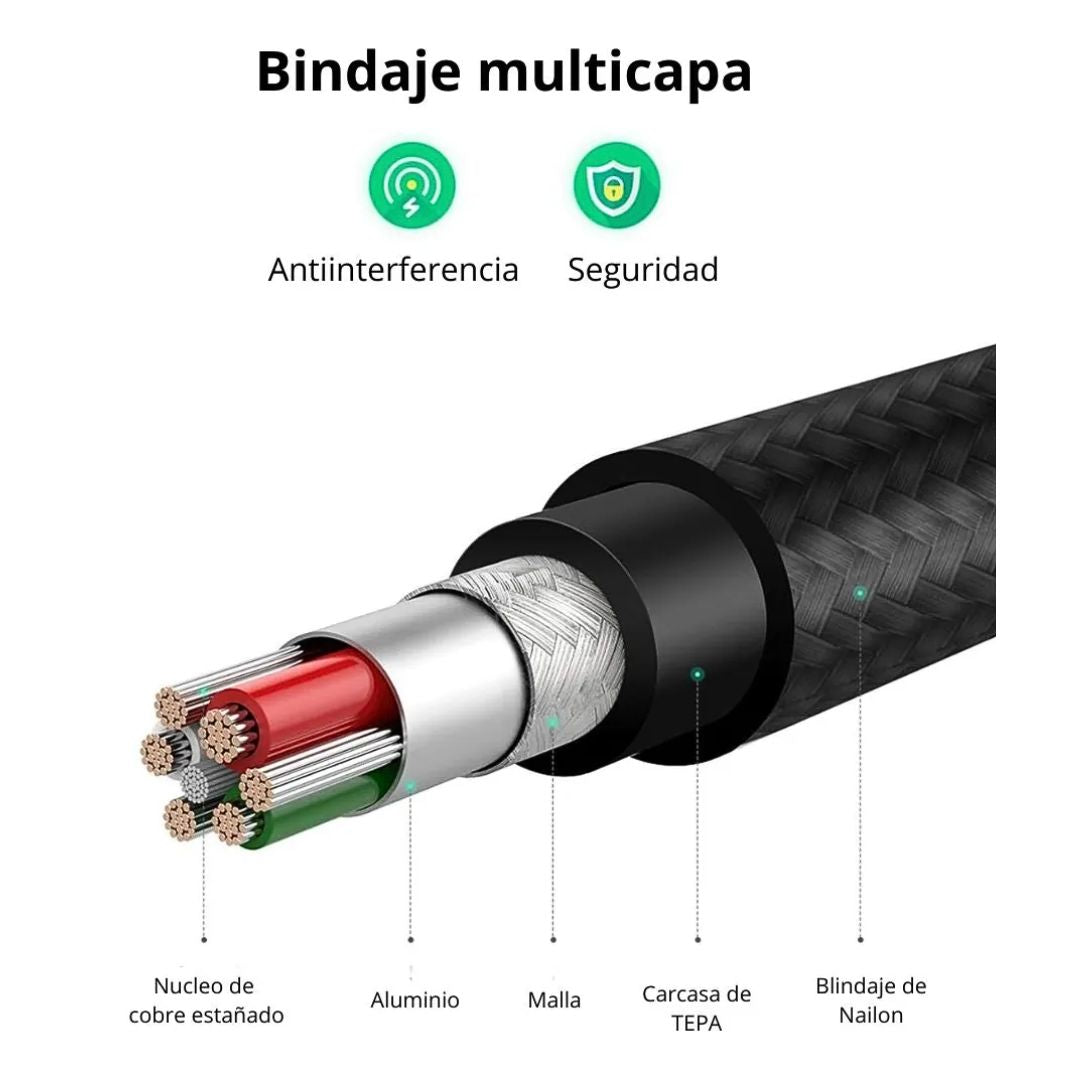 Cable USB-A a Lightning UGREEN 1 Metro 2.4A MFi Carga Rápida para iPhone US199
