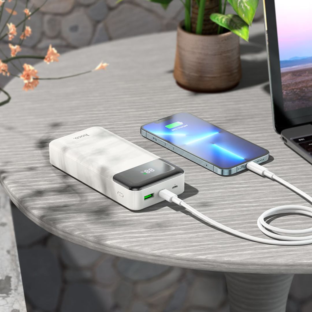 Power Bank 20000 mAh Hoco J102A con Carga Rápida PD 20W QC 3.0 Pantalla LED y USB-C
