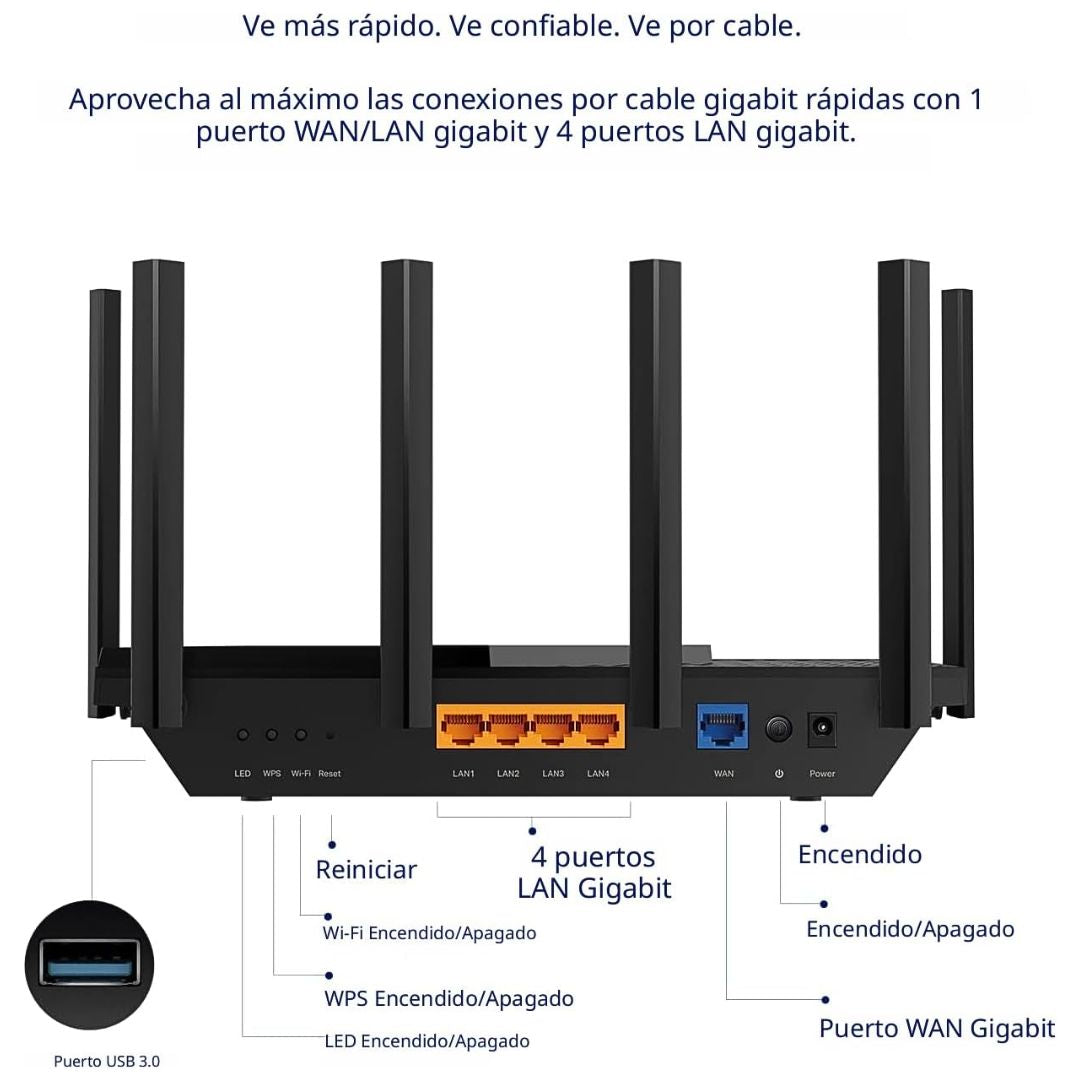 Router WiFi 6 TP-Link Archer AX72 AX5400 Gigabit Doble Banda con 6 Antenas