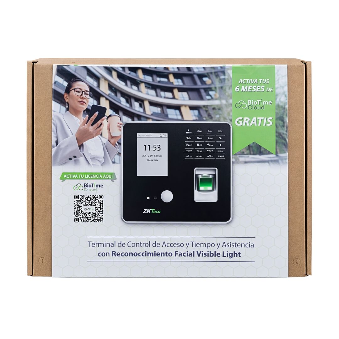 Reloj Biométrico Facial y Huella ZKTeco MB20-VL para Control de Acceso y Asistencia