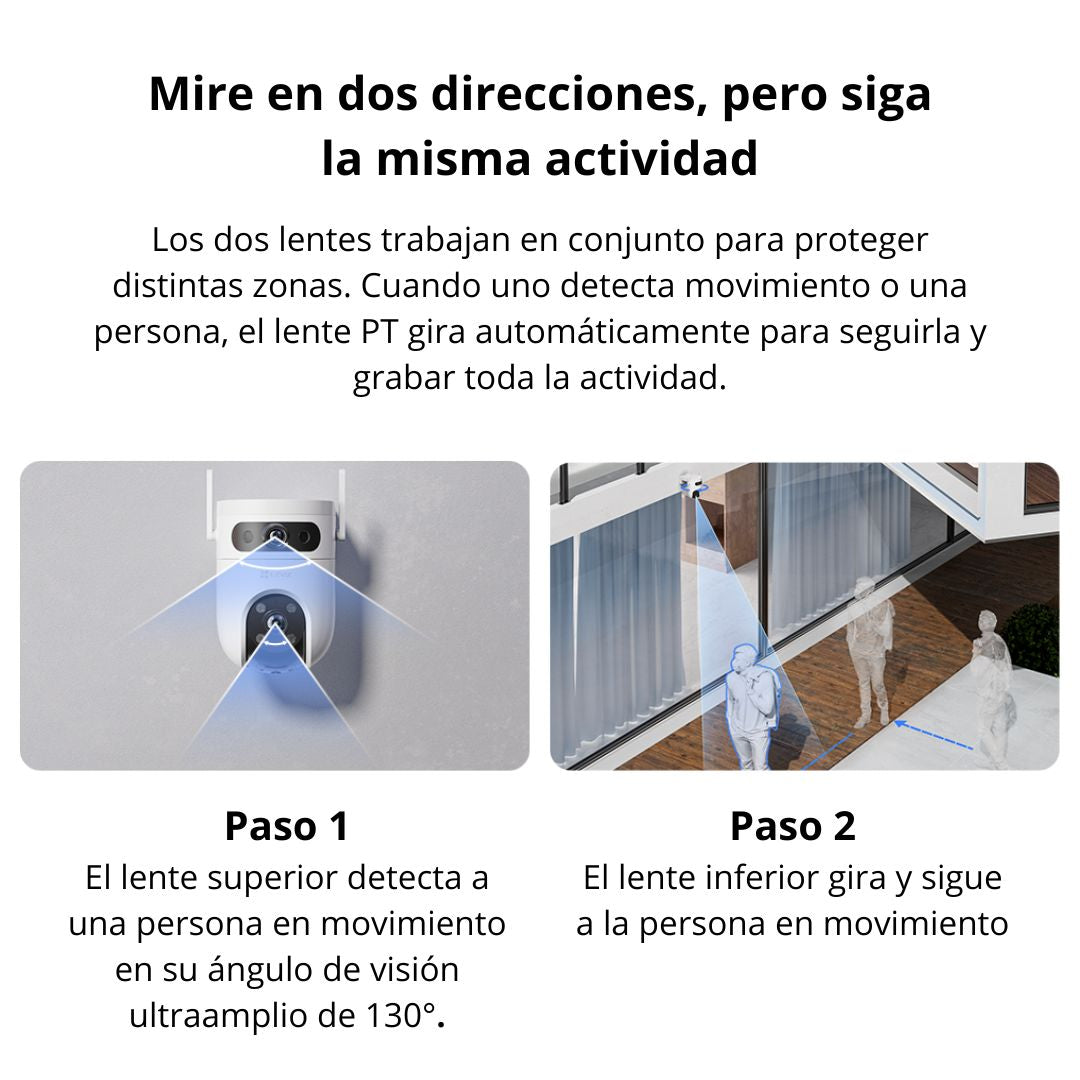 Cámara de Seguridad WiFi Exterior EZVIZ H9c Dual 2K Doble Lente PTZ Seguimiento IA