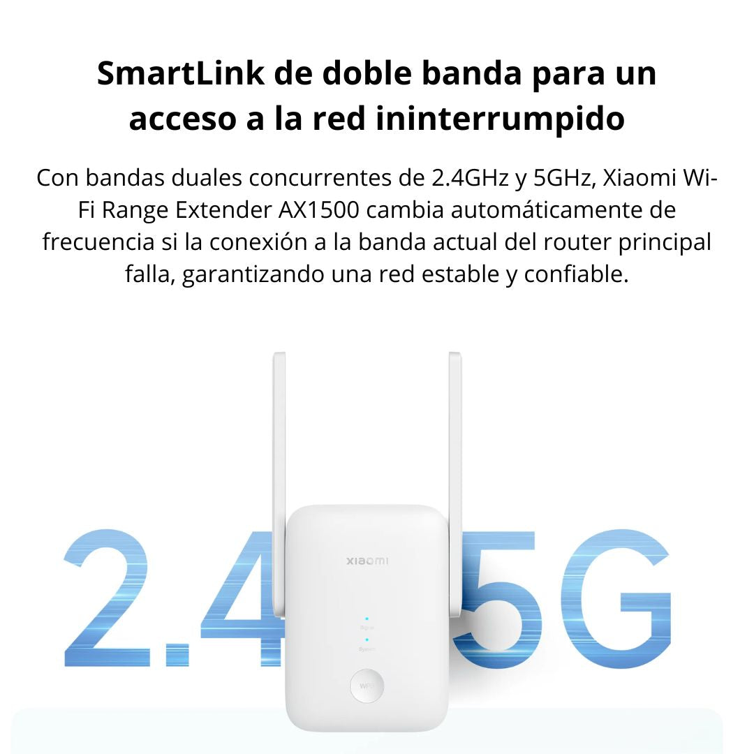 Repetidor WiFi Xiaomi AX1500 WiFi 6 Dual Band EasyMesh Gigabit 1500Mbps