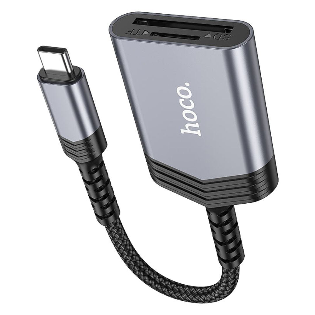 Lector de Tarjetas USB Tipo C a SD y Micro SD Hoco UA25 OTG 480 Mbps hasta 2TB