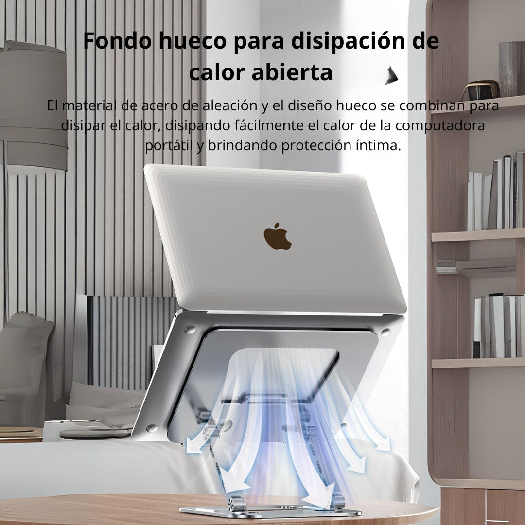 Soporte Metálico para Laptop 10–17″ Ajustable con Doble Eje 180° y Altura 4.5–30 cm