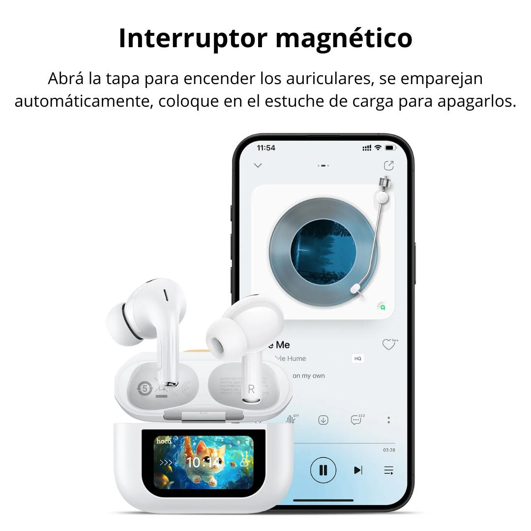Audífonos Bluetooth Hoco EW88 TWS con ANC, Pantalla Táctil LCD y Bluetooth 5.4