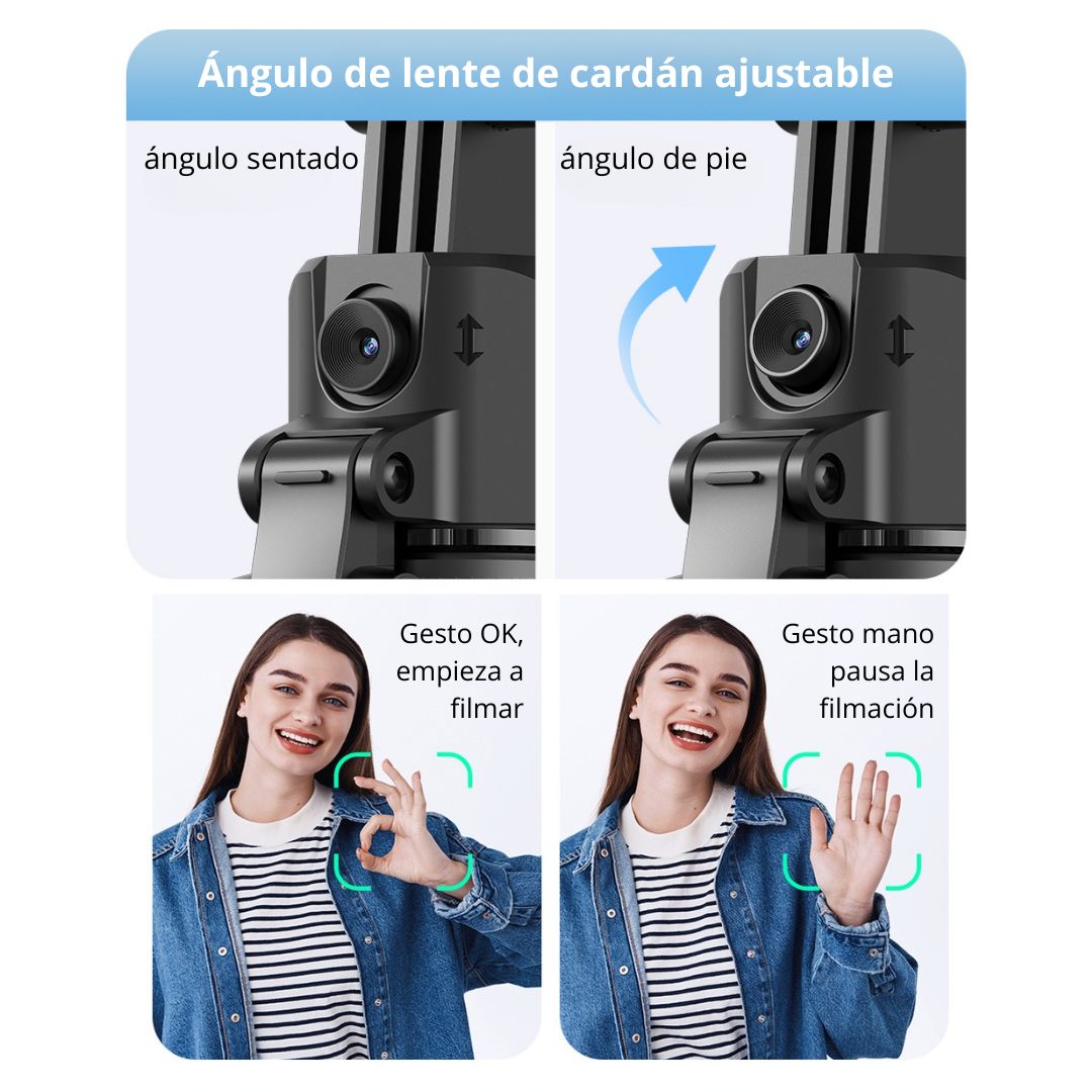 Trípode Inteligente con Seguimiento Facial 360° para Celular con Control Remoto Miccell VQ-MC03
