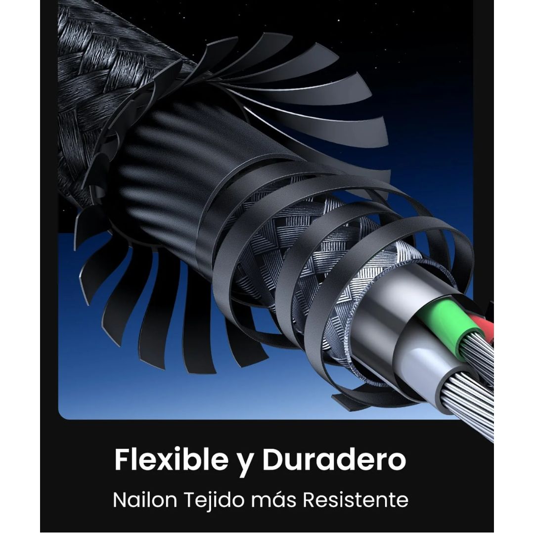 Cable USB-C a USB-C UGREEN US261 60W 1m Carga Rápida PD Trenzado