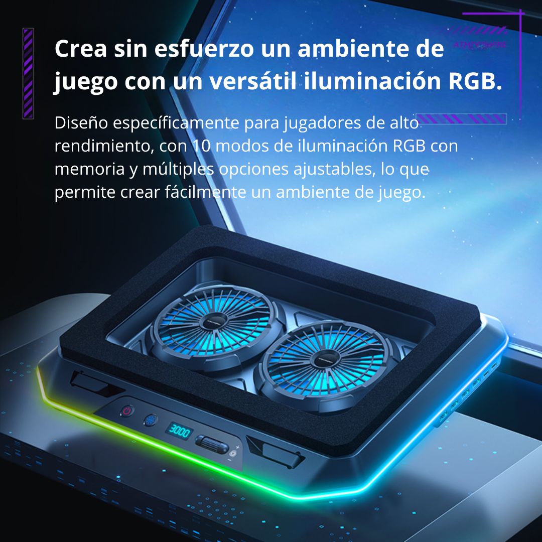 Cooler para Laptop DN-H640 con 2 Ventiladores LED Soporte para Celular y 7 Niveles