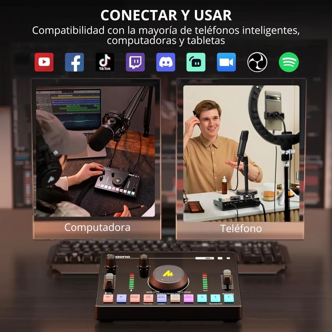 Interfaz de Audio y Mezclador Maonocaster AMC2 NEO XLR 48V USB-C Bluetooth