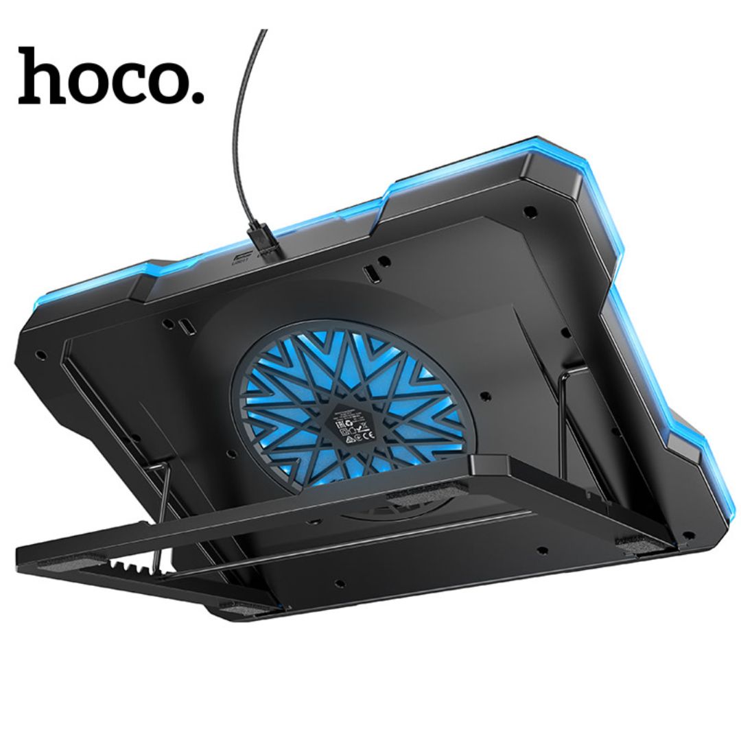 Cooler para Laptop Hoco DH20 RGB Ajustable con Ventilador Grande para Portátiles de 14 a 19 Pulgadas
