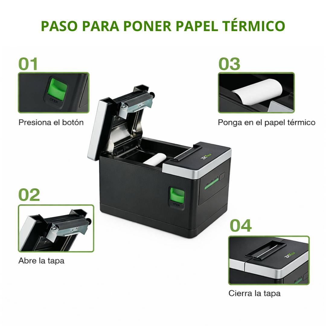 Impresora Térmica de Tickets ZKTeco ZKP8008 80mm USB LAN con Cortador Automático