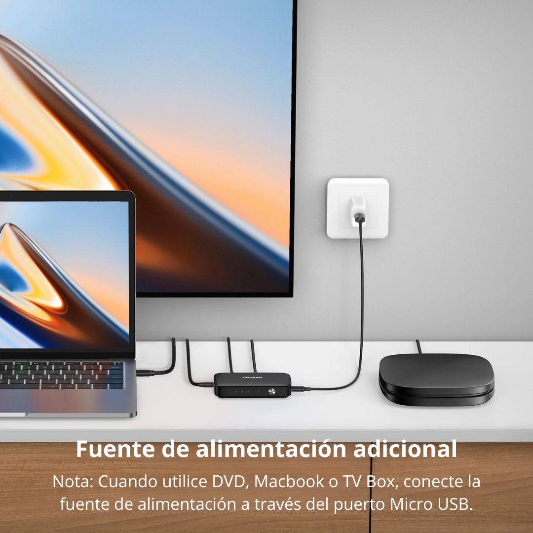 Switch HDMI UGREEN CM332 3 Entradas 1 Salida 4K 30Hz con Control Remoto
