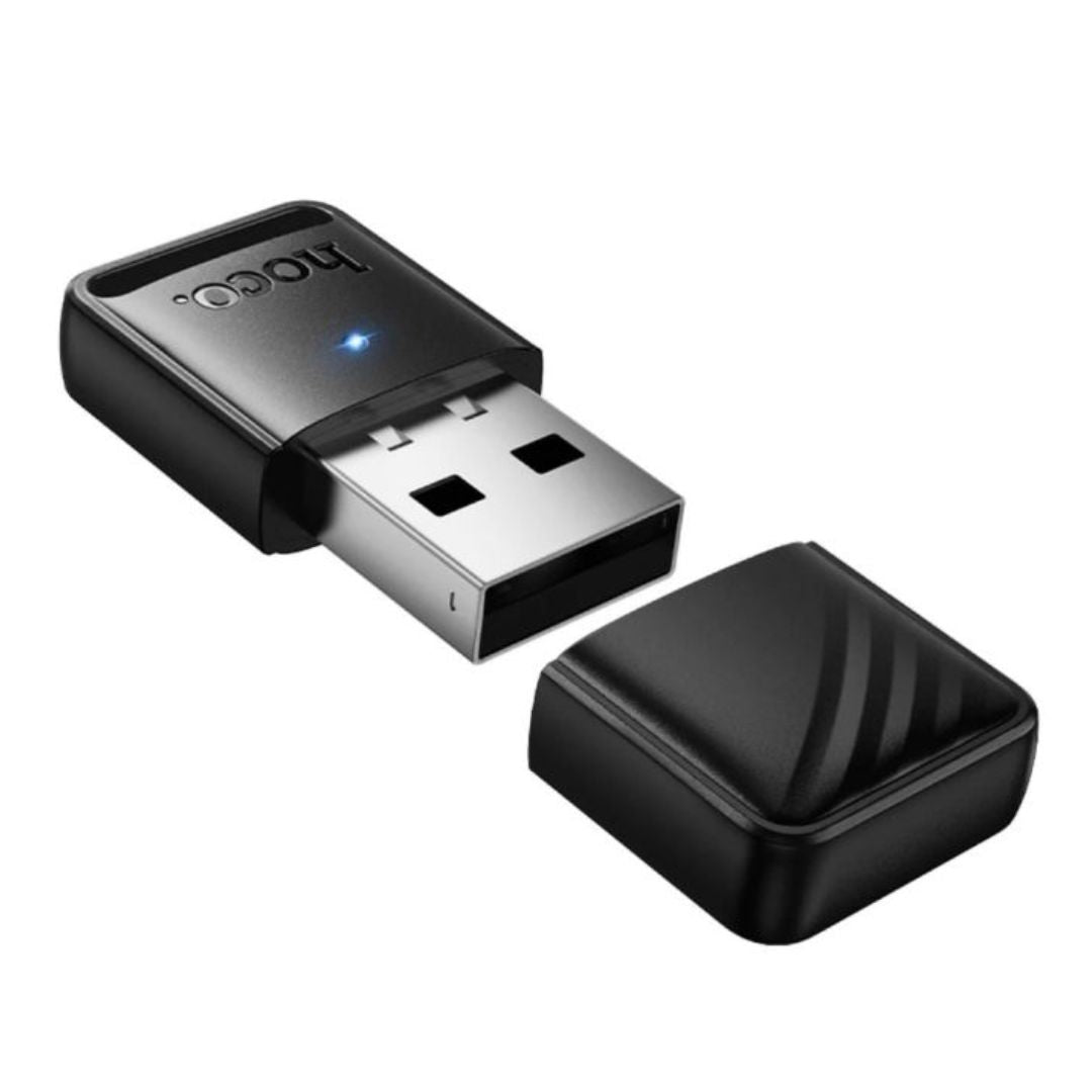 Adaptador USB Bluetooth 5.4 Hoco Mini Portátil para PC Laptop Audífonos Teclado Mouse e Impresora