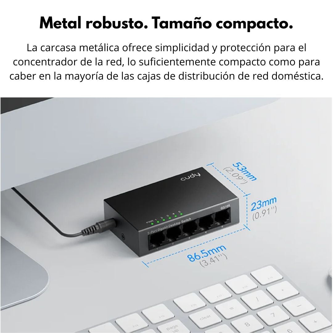 Switch de Red Gigabit Ethernet Cudy GS105 5 Puertos Metálico