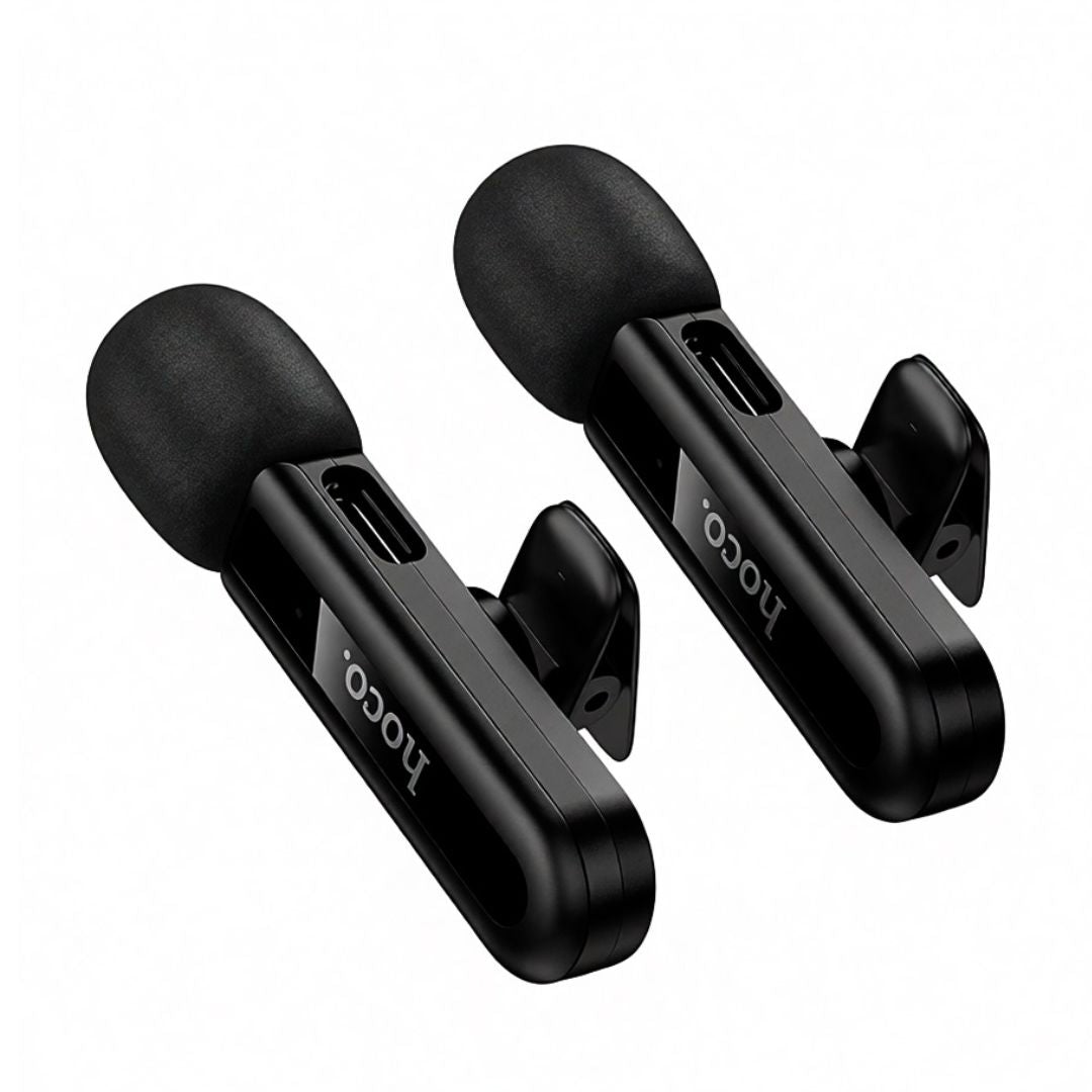 Micrófono Solapero Inalámbrico Doble Hoco L20A USB-C y Lightning para Celular con Reducción de Ruido