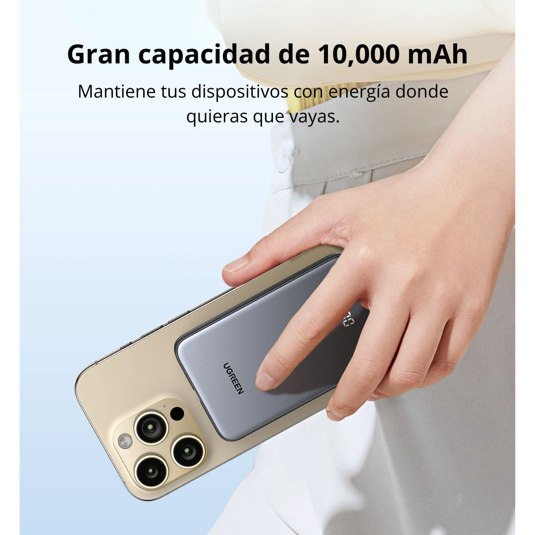 Power Bank 10000mAh UGREEN PB526 22.5W Carga Rápida con Cable USB-C Integrado