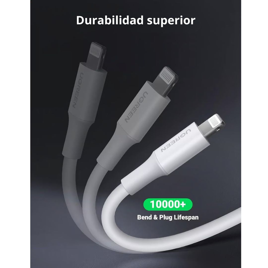 Cable USB-A a Lightning UGREEN US155 1m MFi 2.4A para iPhone y iPad
