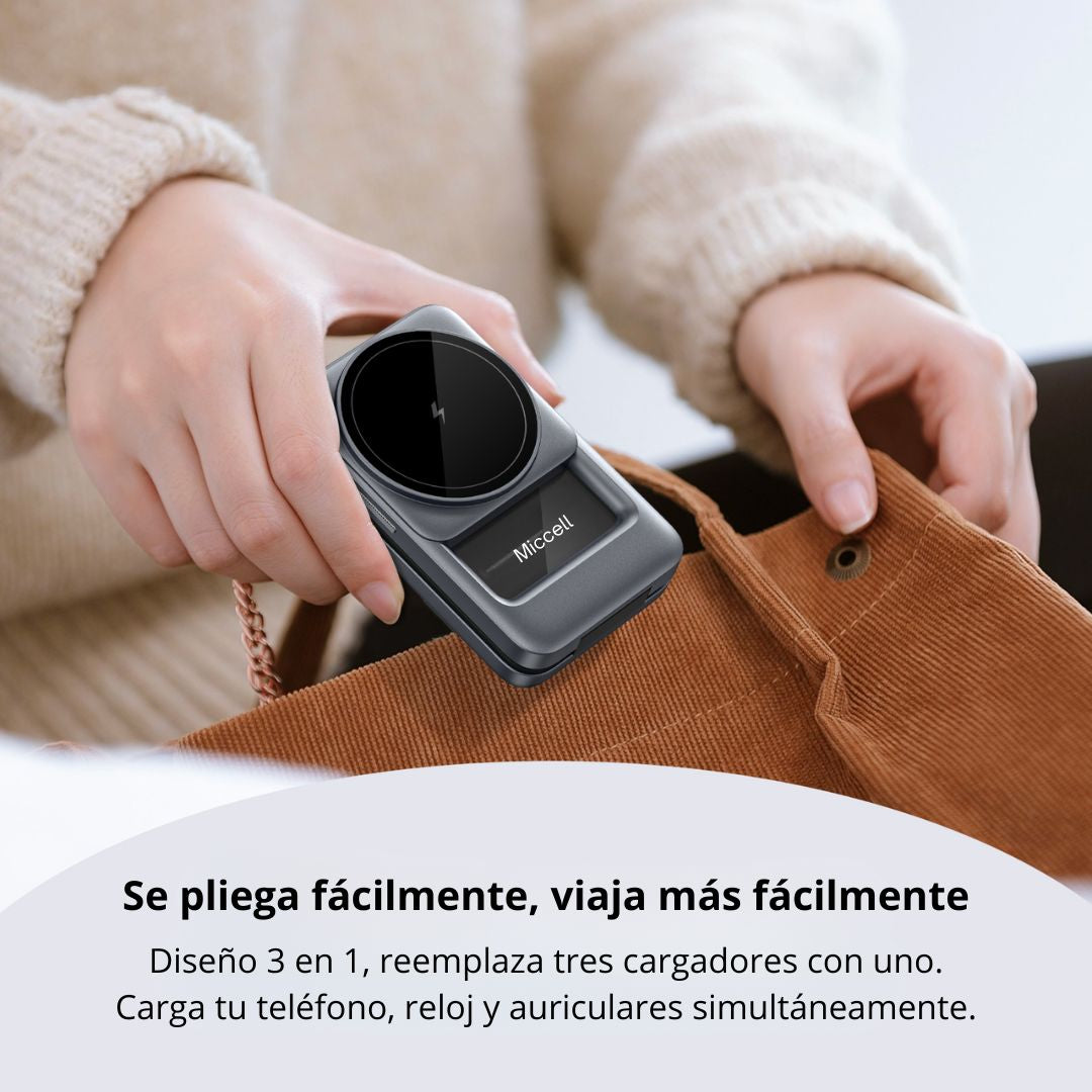Cargador Inalámbrico Magnético 3 en 1 15W para Celular, Reloj y Auriculares Miccell VQ-W18