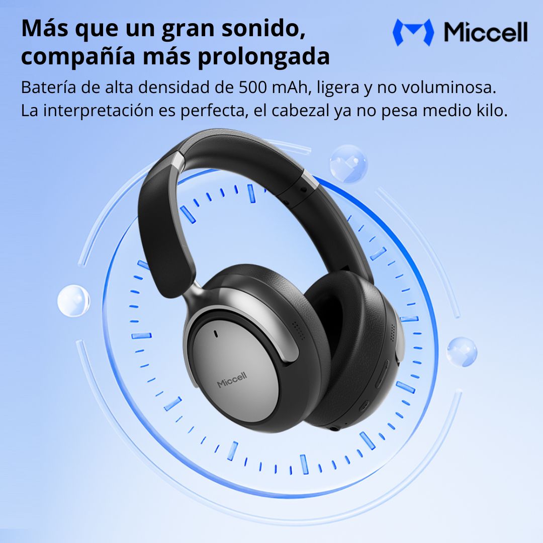 Audífonos Bluetooth ANC Cancelación de Ruido 60H Batería Bluetooth 5.3 Miccell VQ-B16