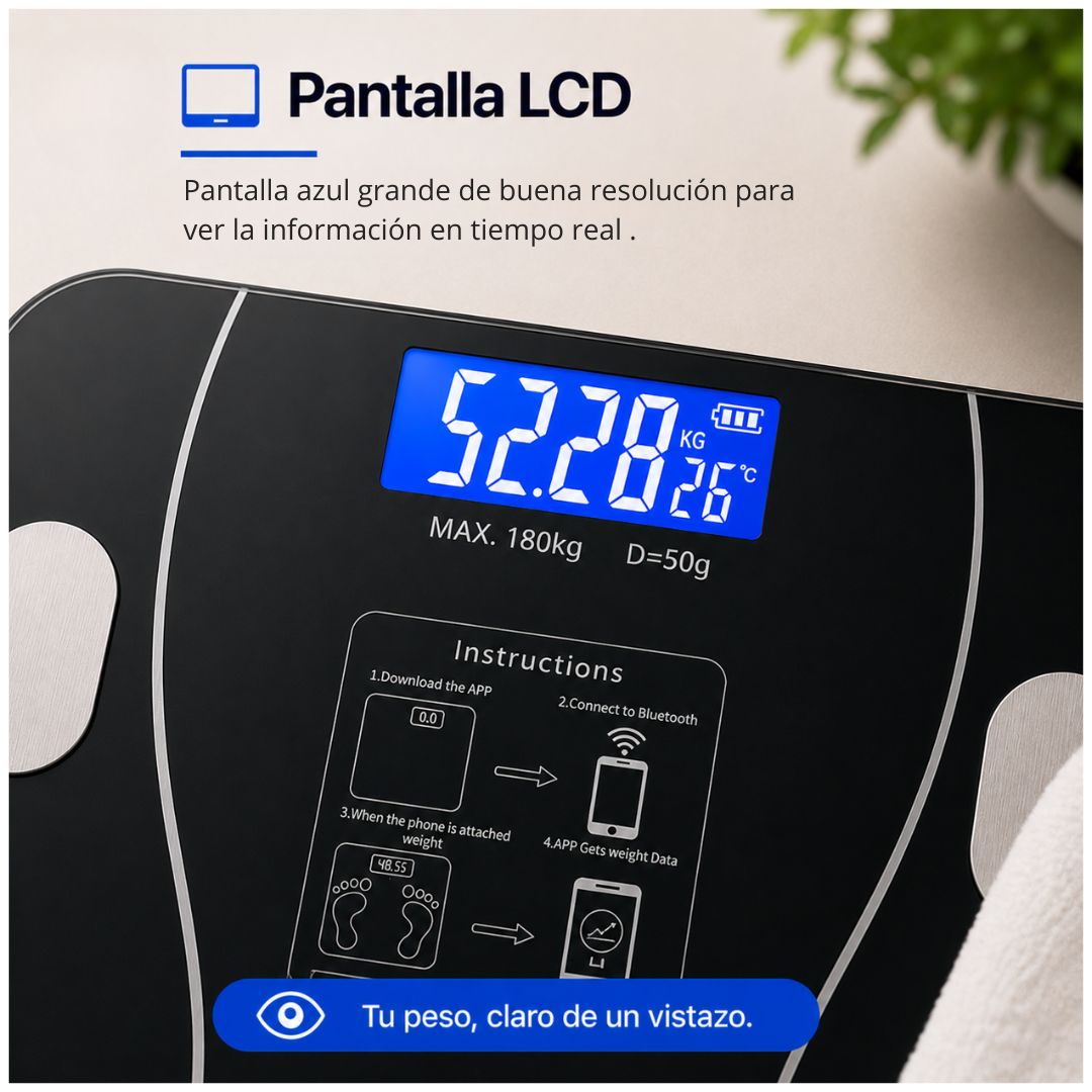 Balanza Digital Inteligente de Baño RAF 180kg Bluetooth App OKOK