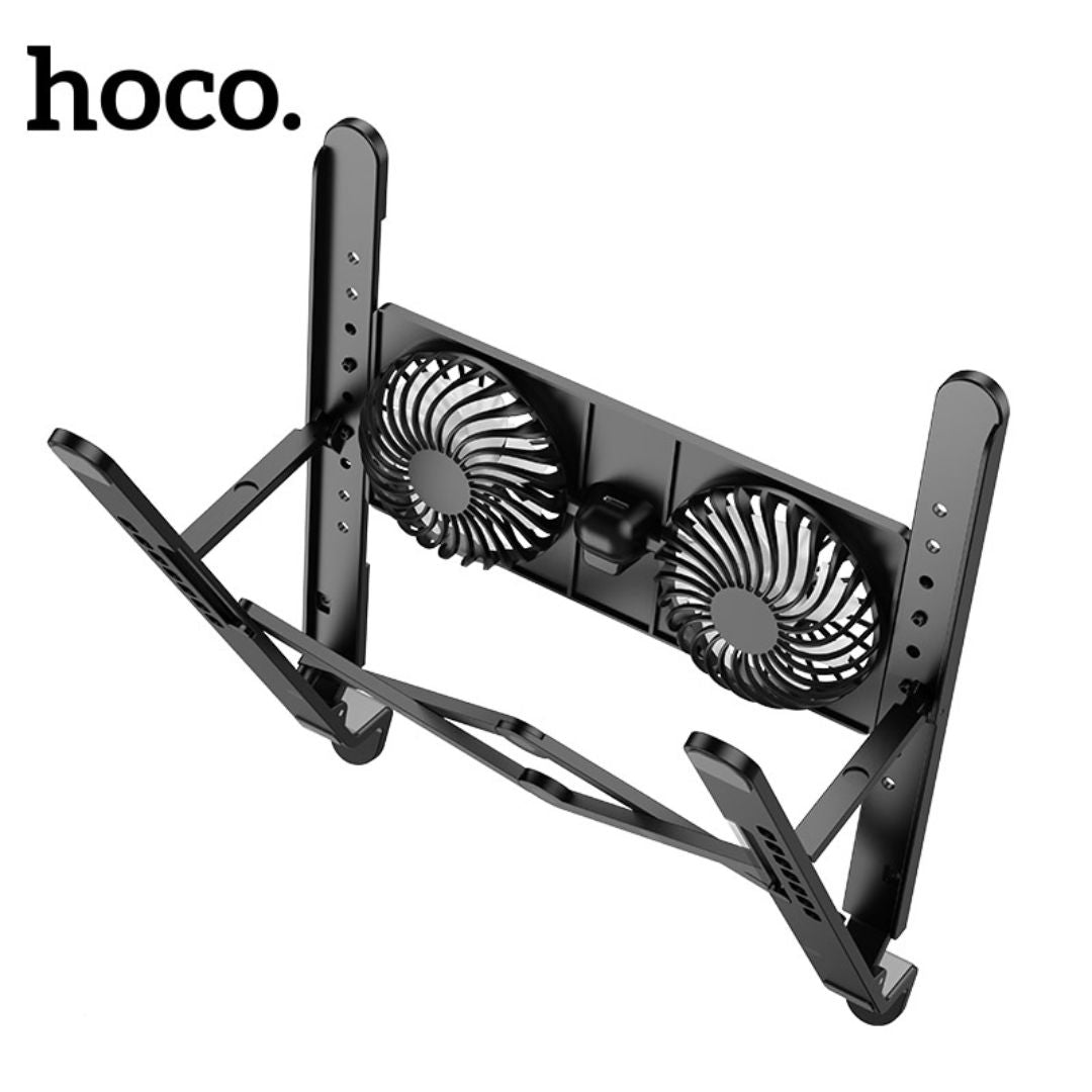 Soporte para Laptop Hoco DH17 Plegable Ajustable con Ventilador RGB para Portátiles de hasta 17.3 Pulgadas