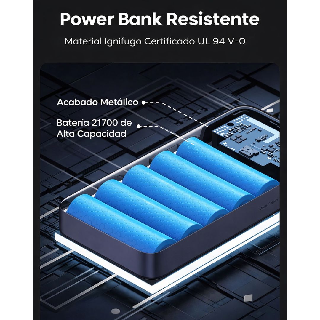 Power Bank UGREEN 20000mAh 100W PD 3.0 USB-C Carga Rápida para Laptop y Celular PB720