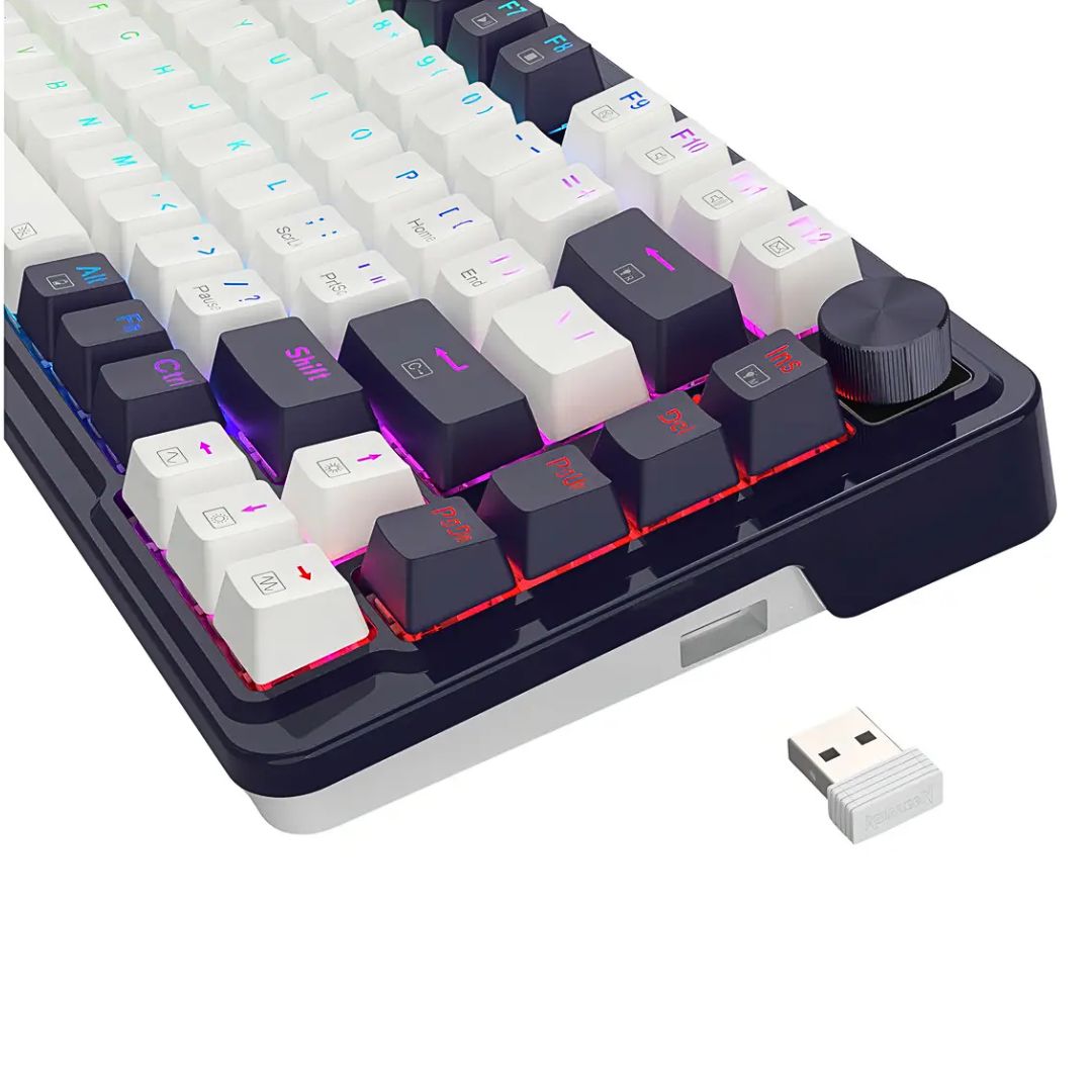 Teclado Mecánico Gamer Redragon Ucal Pro K673WB-RGB-PRO 75% Inalámbrico Bluetooth y Cable USB-C con Perilla