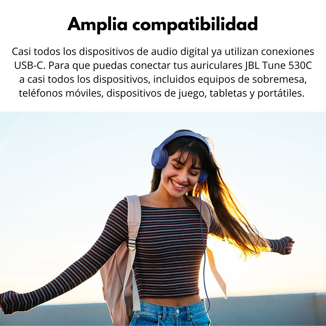 Audífonos JBL Tune 530C USB-C Hi-Res 24bit 96kHz Pure Bass