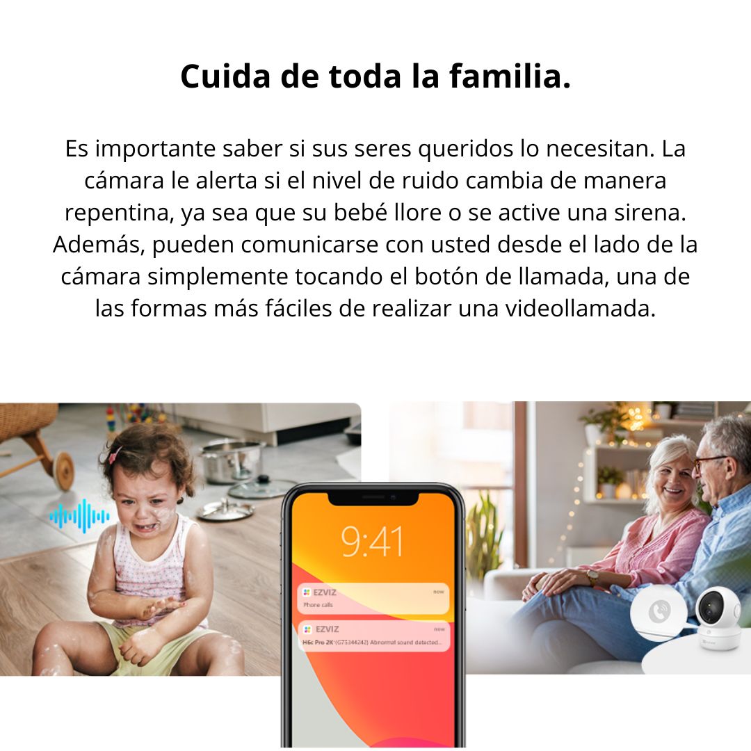 Cámara de Seguridad WiFi Interior EZVIZ H6c Pro 3K PTZ Detección Humana y Seguimiento IA