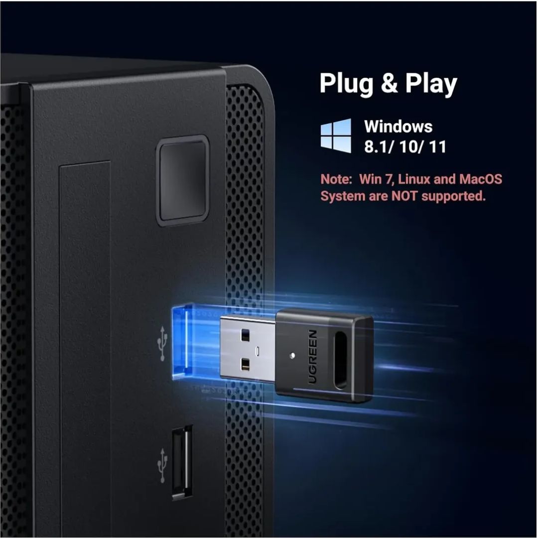 Adaptador Bluetooth 5.4 UGREEN CM748 USB para PC con Alcance de 20 m