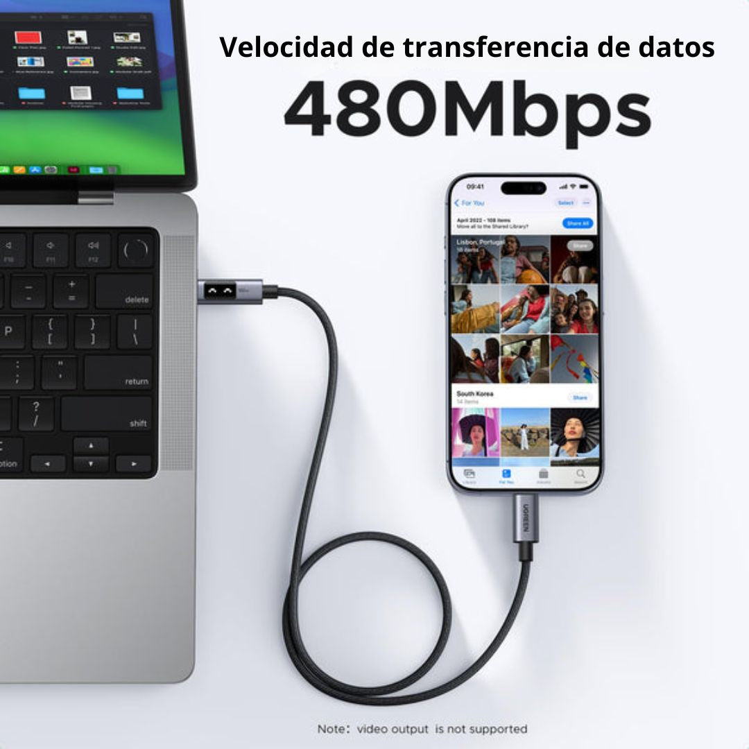 Cable USB-C a USB-C UGREEN 100W PD Carga Rápida con Pantalla LED 1 Metro L509